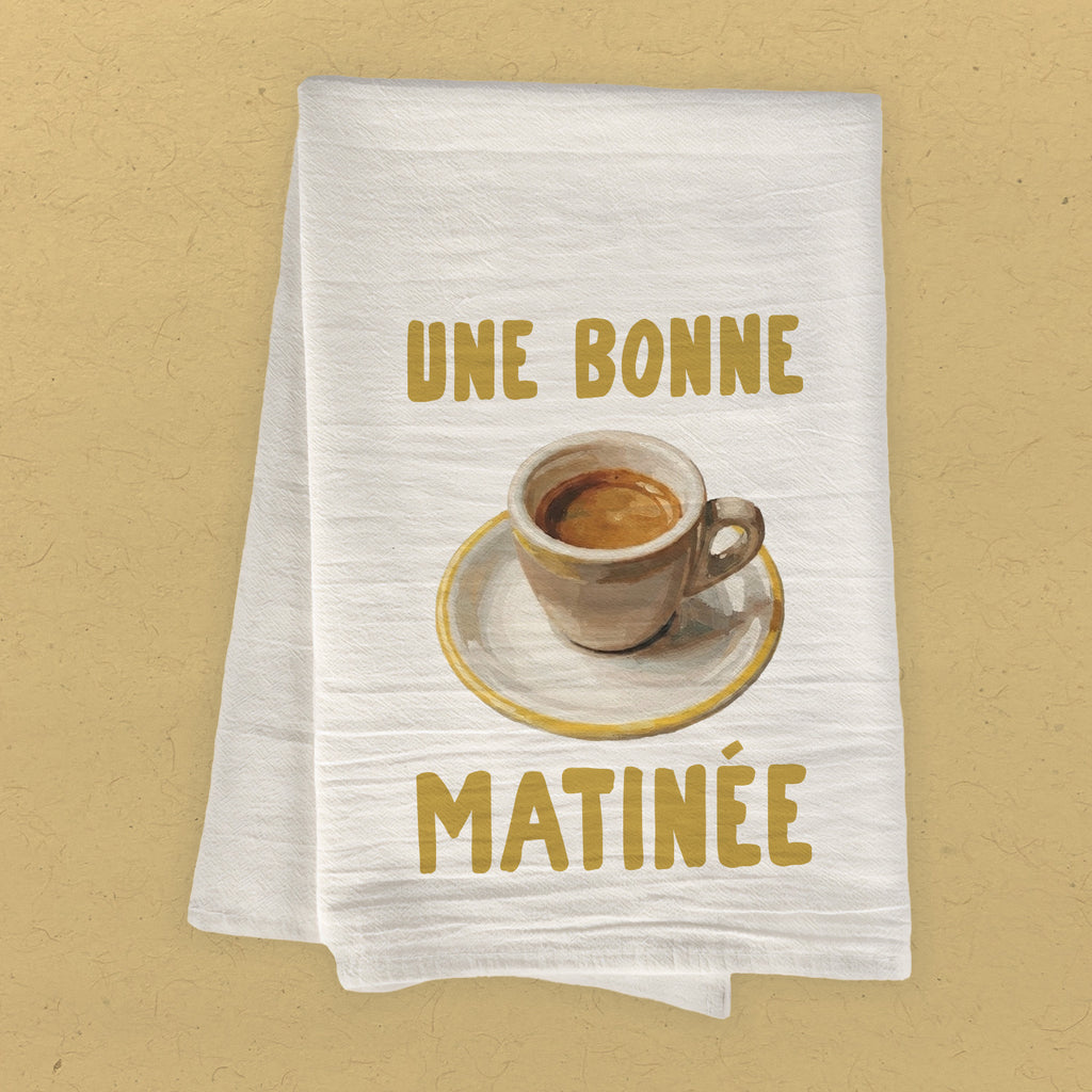 Une Bonne Matinee - Espresso - Cotton Tea Towel