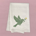 Bird with Flower Silhouette - Custom Cotton Tea Towel
