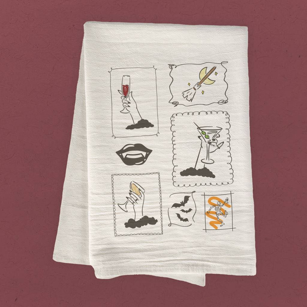 Ghouls Stamps - Halloween Cotton Tea Towel