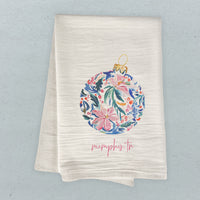 Painted Floral Ornament - Custom Cotton Tea Towel