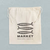 Fish Bone Market - Reusable Cotton  Cinch Bag