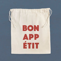 Bon Appetit - Reusable Cotton  Cinch Bag