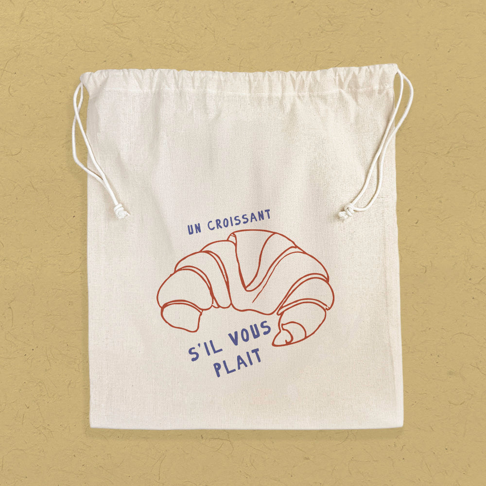 Un Croissant - Cotton Cinch Bag