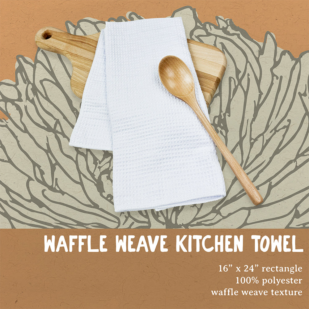 Pink Floral Folk Tile - Custom Waffle Weave Towel