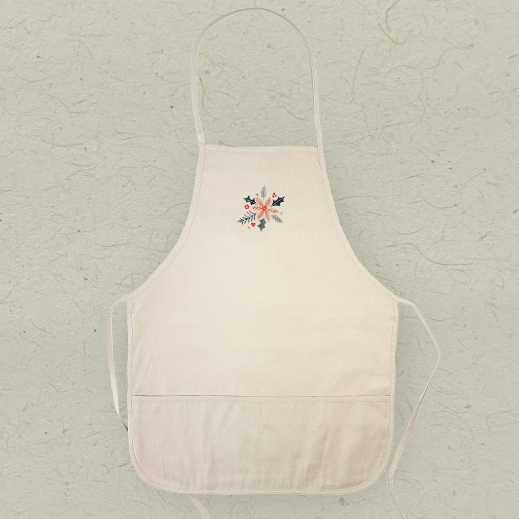 Hand Drawn Pink Poinsettia - Women's Apron