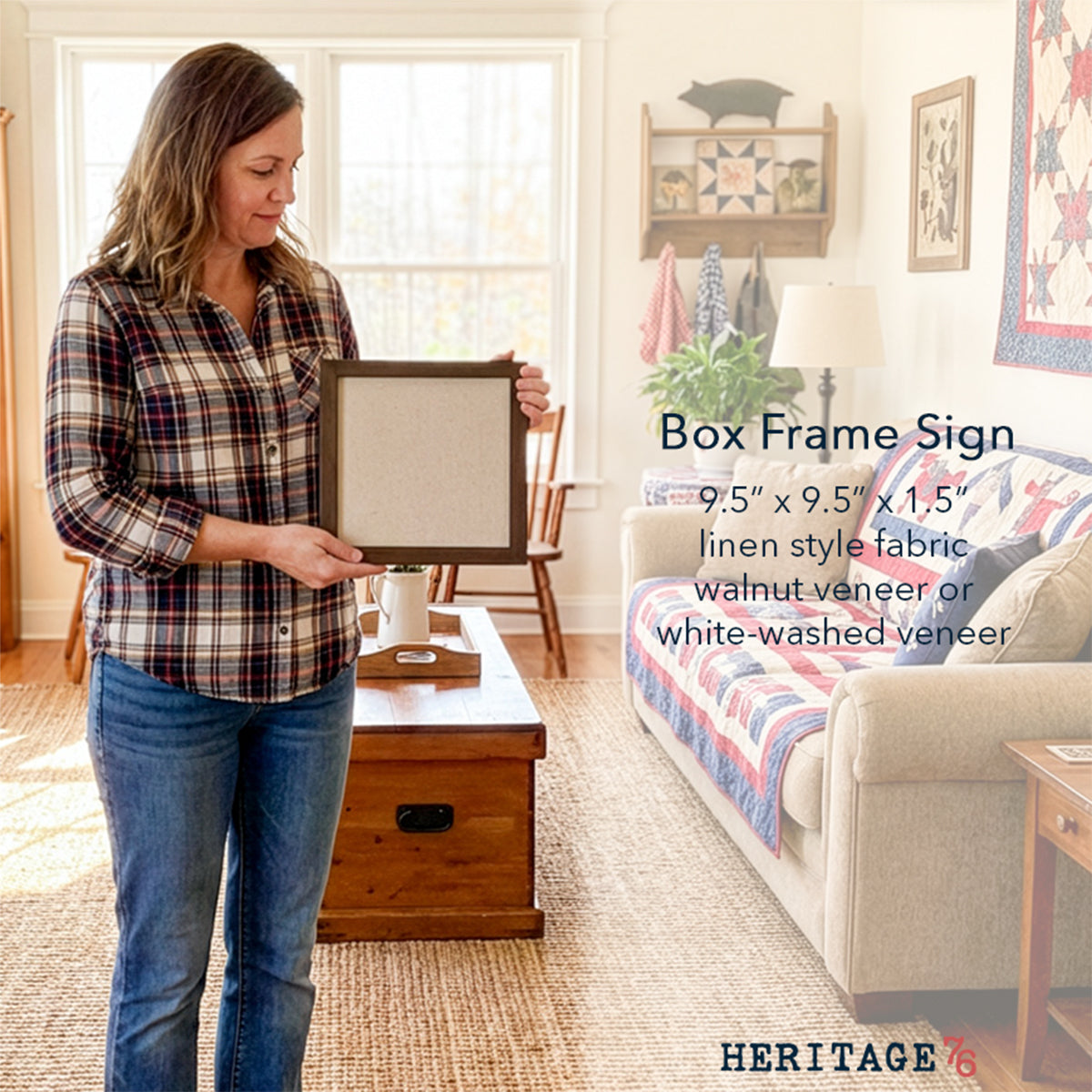 USA Letters Americanna Floral Watercolor - Framed Sign