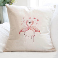 Valentine Flamingos - Valentine's Day Square Canvas Pillow