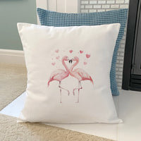 Valentine Flamingos - Valentine's Day Square Canvas Pillow