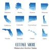 Watercolor State with Anchor - Custom Cotton Tea Towel