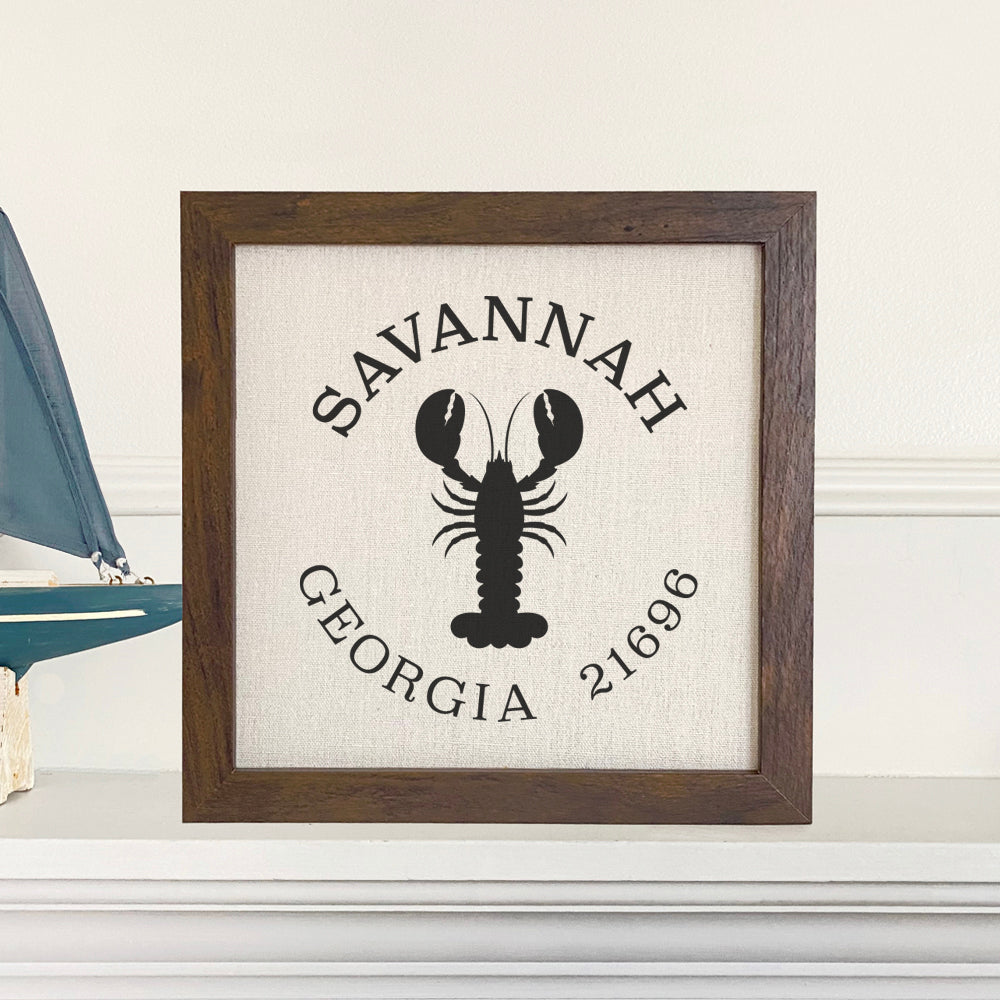 Lobster w/ City and State - Custom Framed Sign