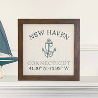Anchor w/ Latitude and Longitude - Custom Framed Sign