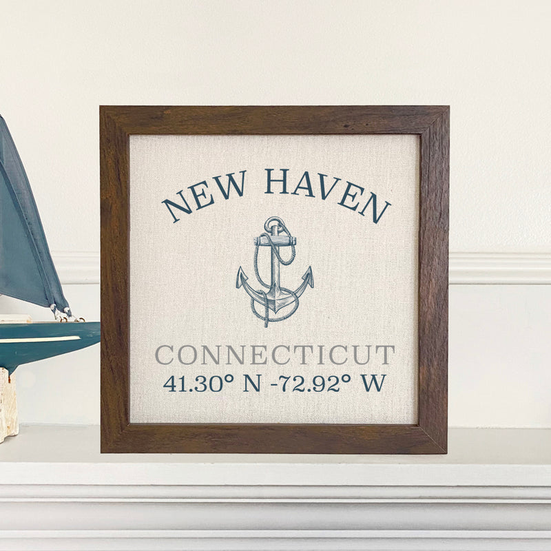 Anchor w/ Latitude and Longitude - Custom Framed Sign