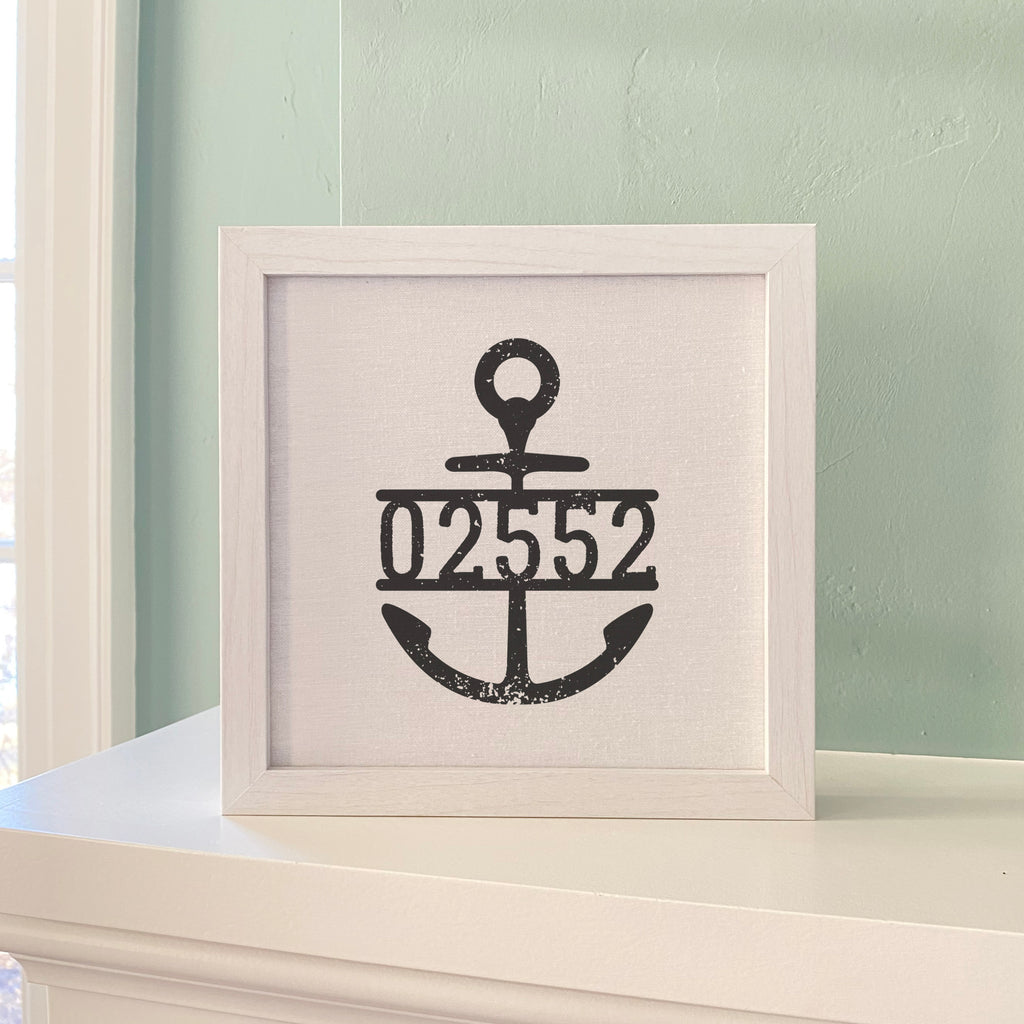 Distressed Anchor w/ Zip Code - Custom Framed Sign