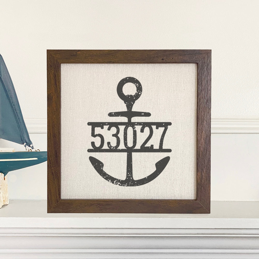 Distressed Anchor w/ Zip Code - Custom Framed Sign