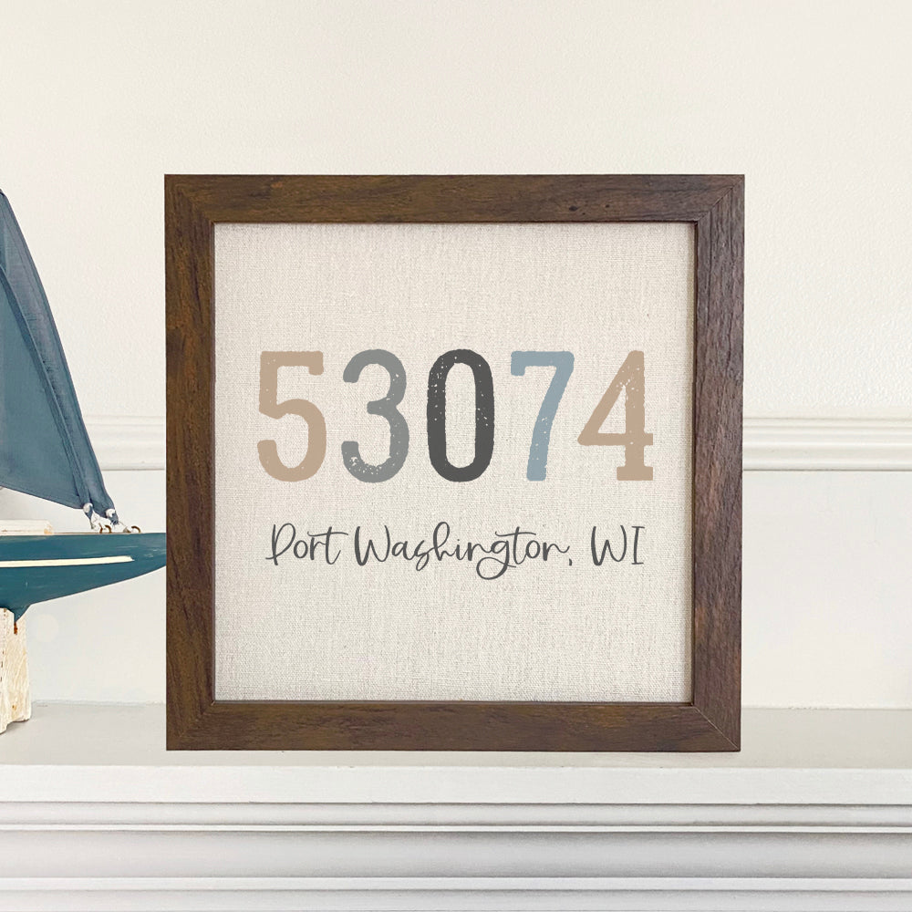 Zip Code w/ City and State - Custom Framed Sign