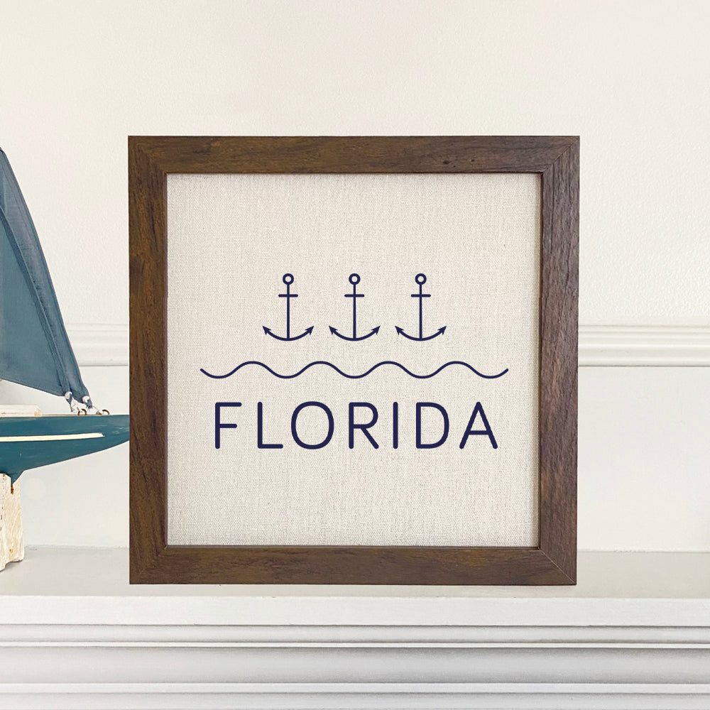 Three Anchors w/ State - Custom Framed Sign