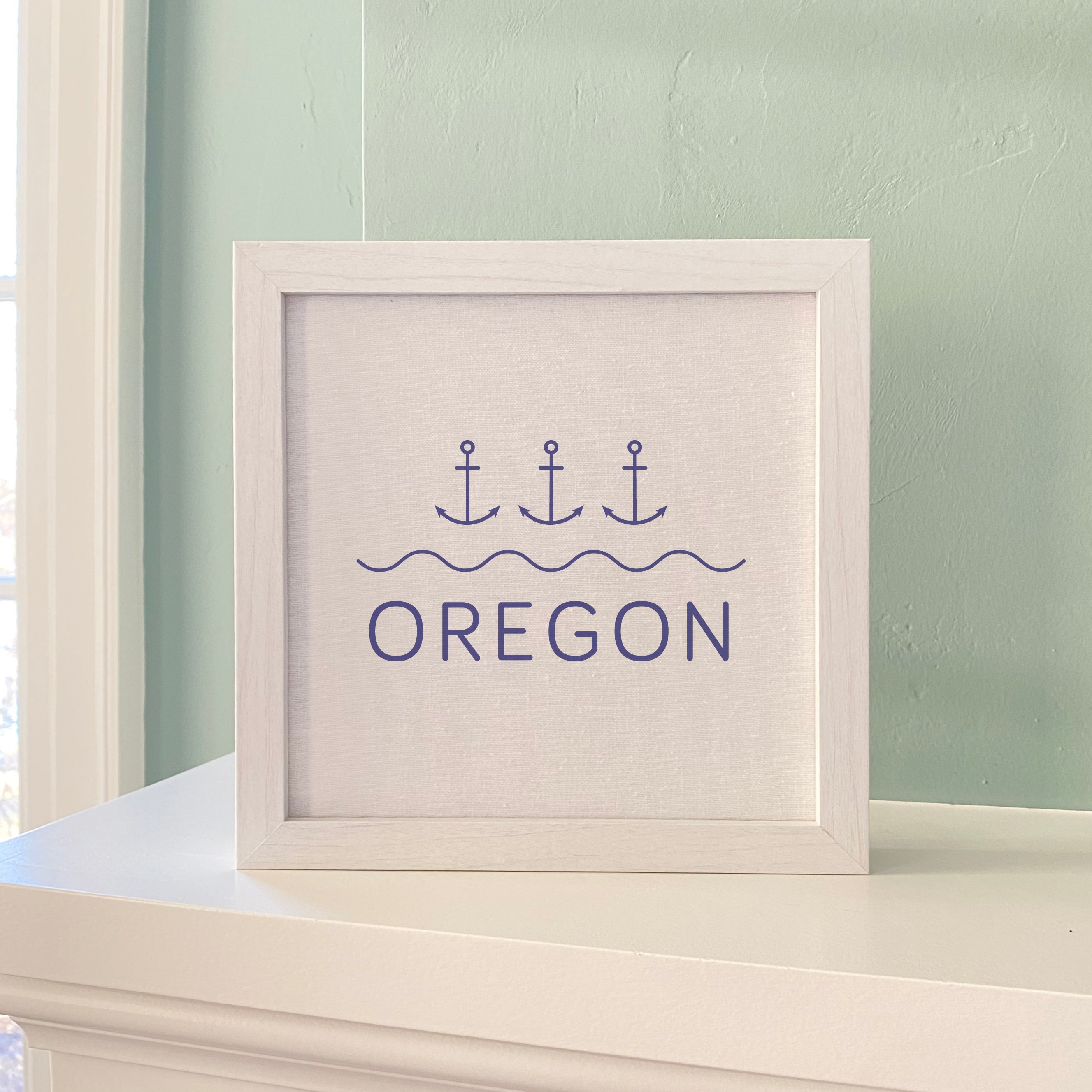 Three Anchors w/ State - Custom Framed Sign