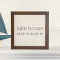 Lake House Coordinates - Custom Framed Sign