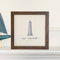 Lighthouse w/ City, State - Framed Sign