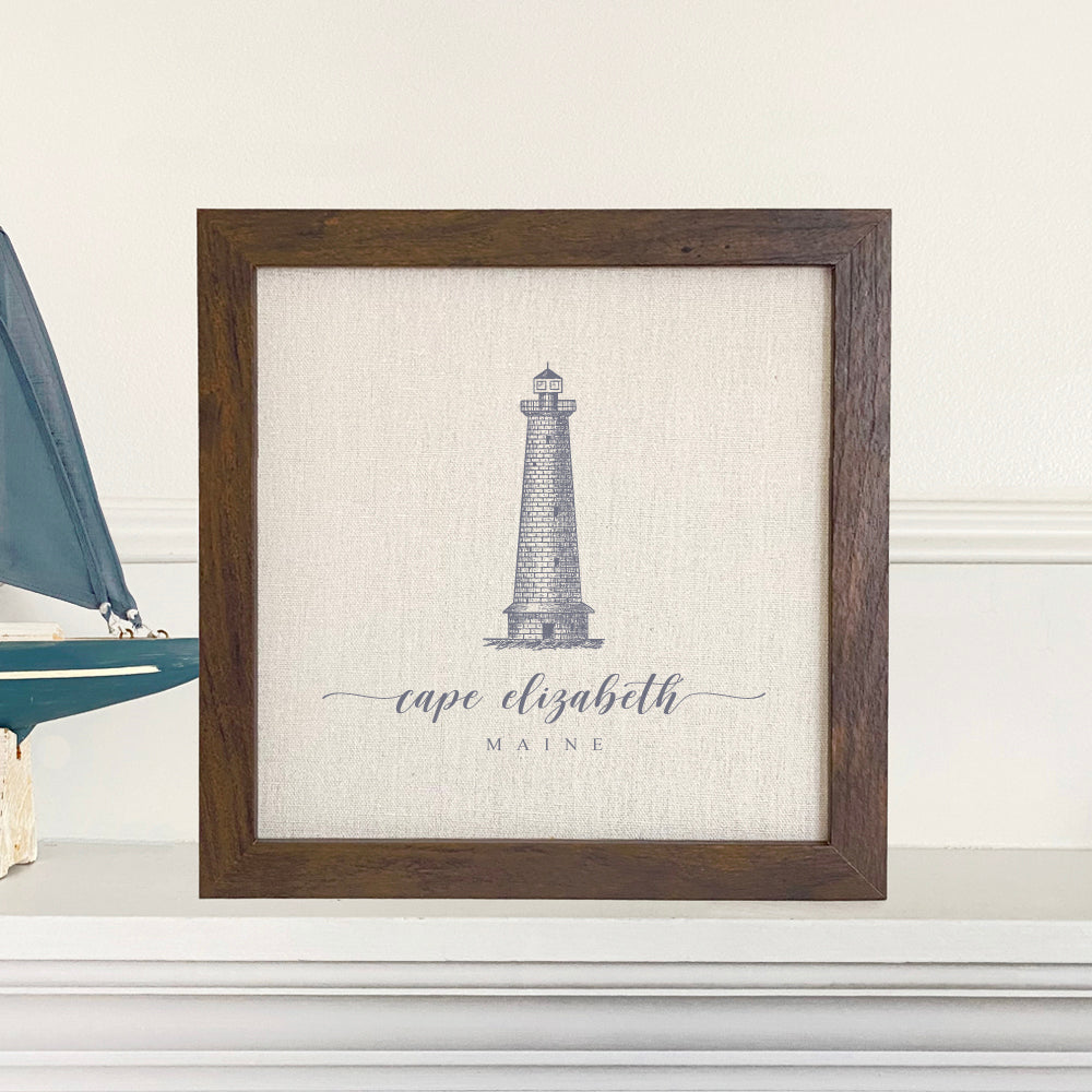 Lighthouse w/ City, State - Custom Framed Sign