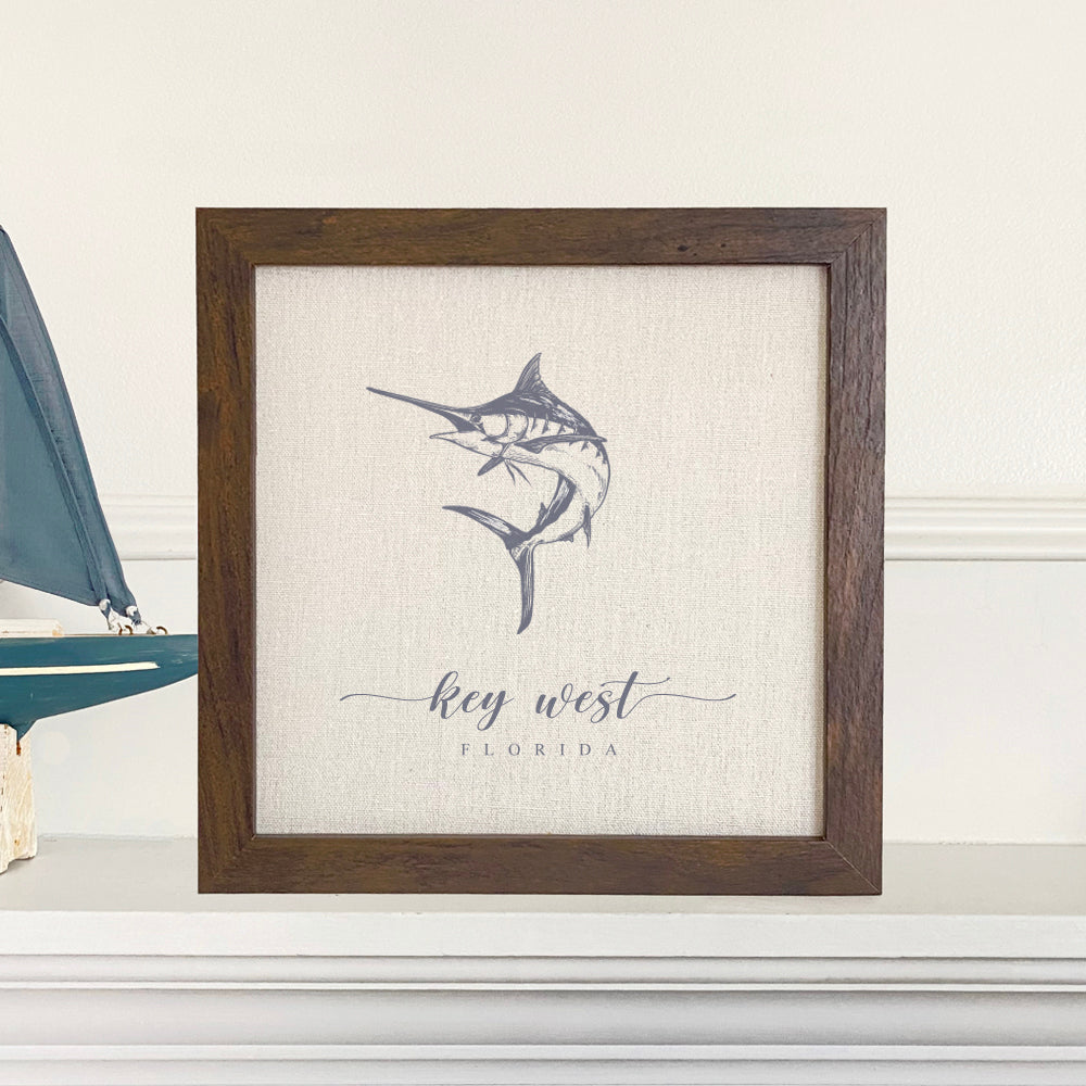 Marlin w/ City, State - Custom Framed Sign