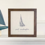 Sailboat w/ City, State - Framed Sign