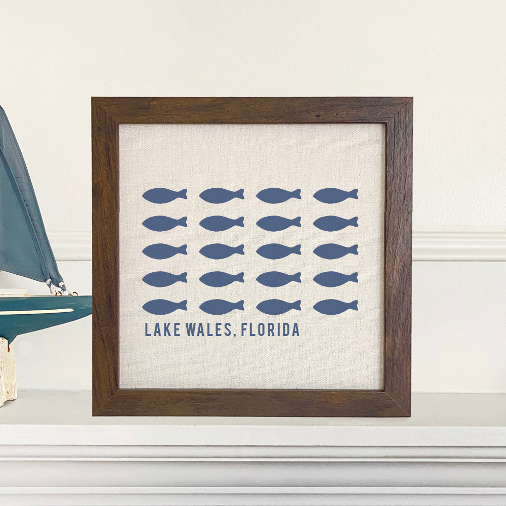 Hand Drawn Fish City State - Custom Framed Sign