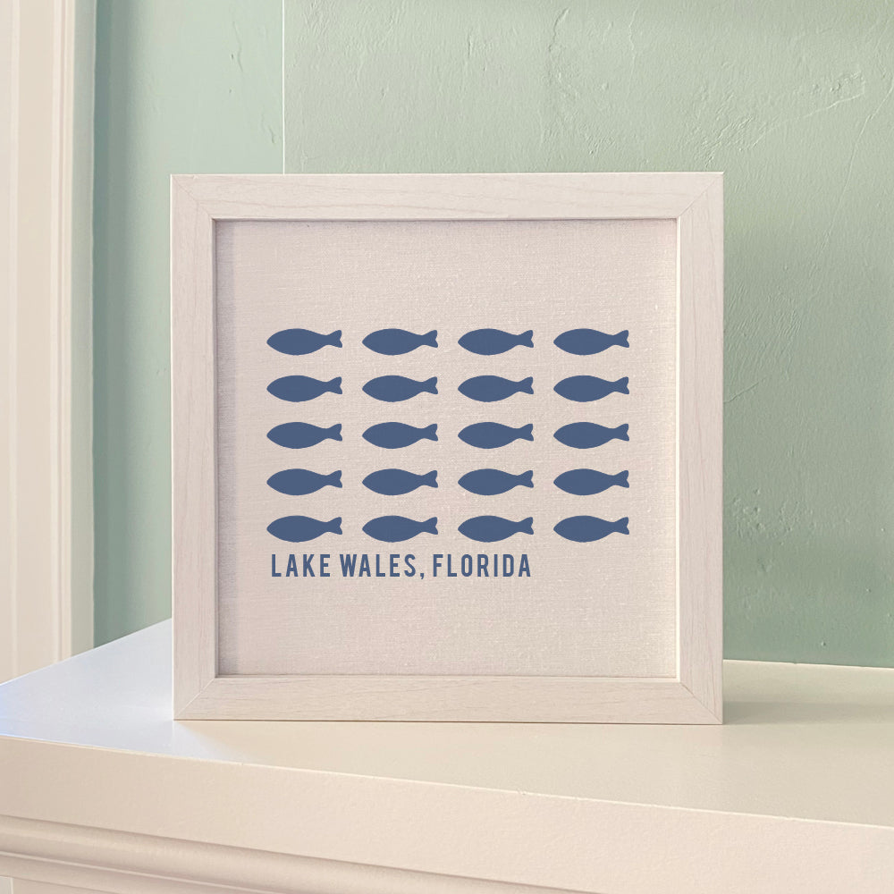 Hand Drawn Fish City State - Custom Framed Sign