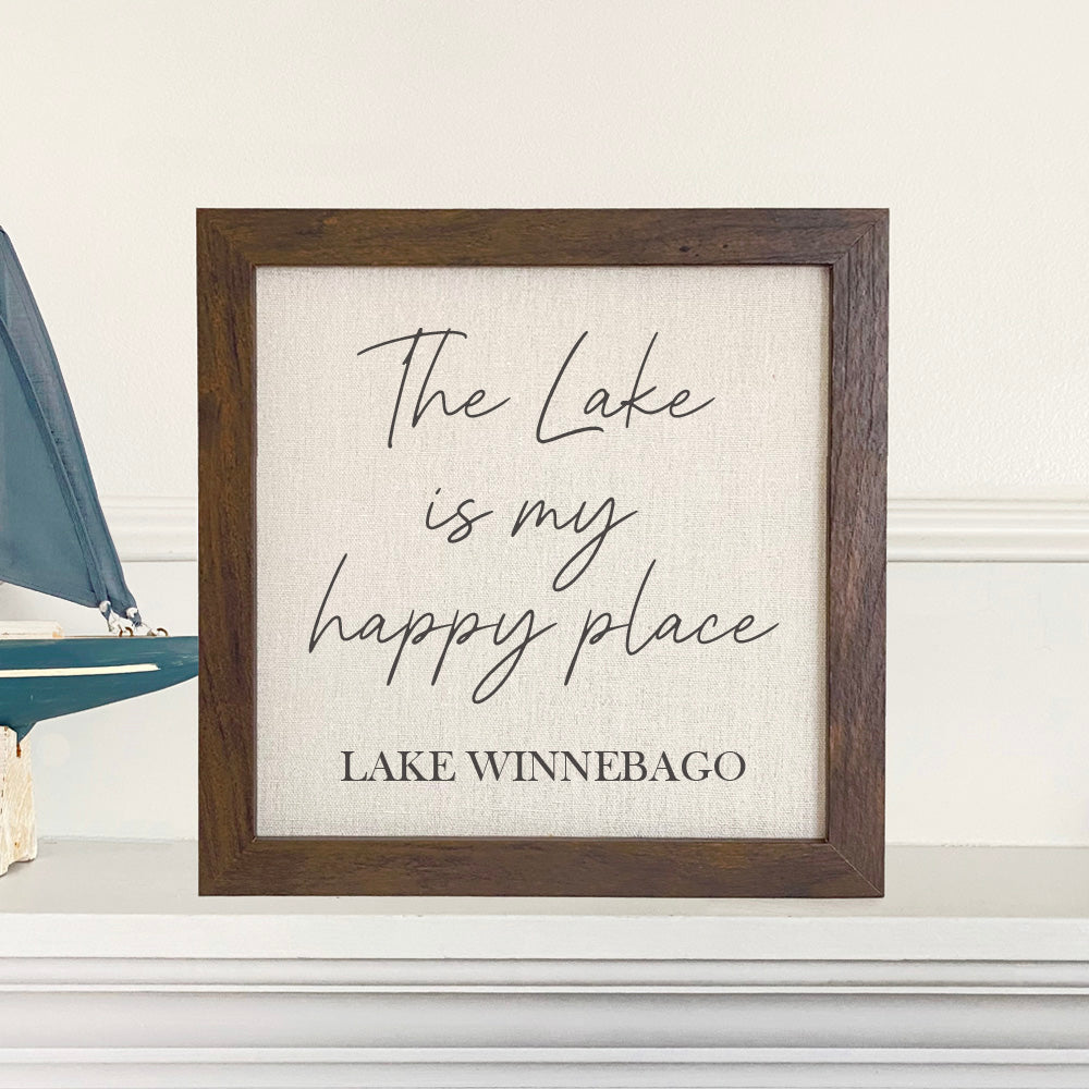 Lake Is My Happy Place - Custom Framed Sign