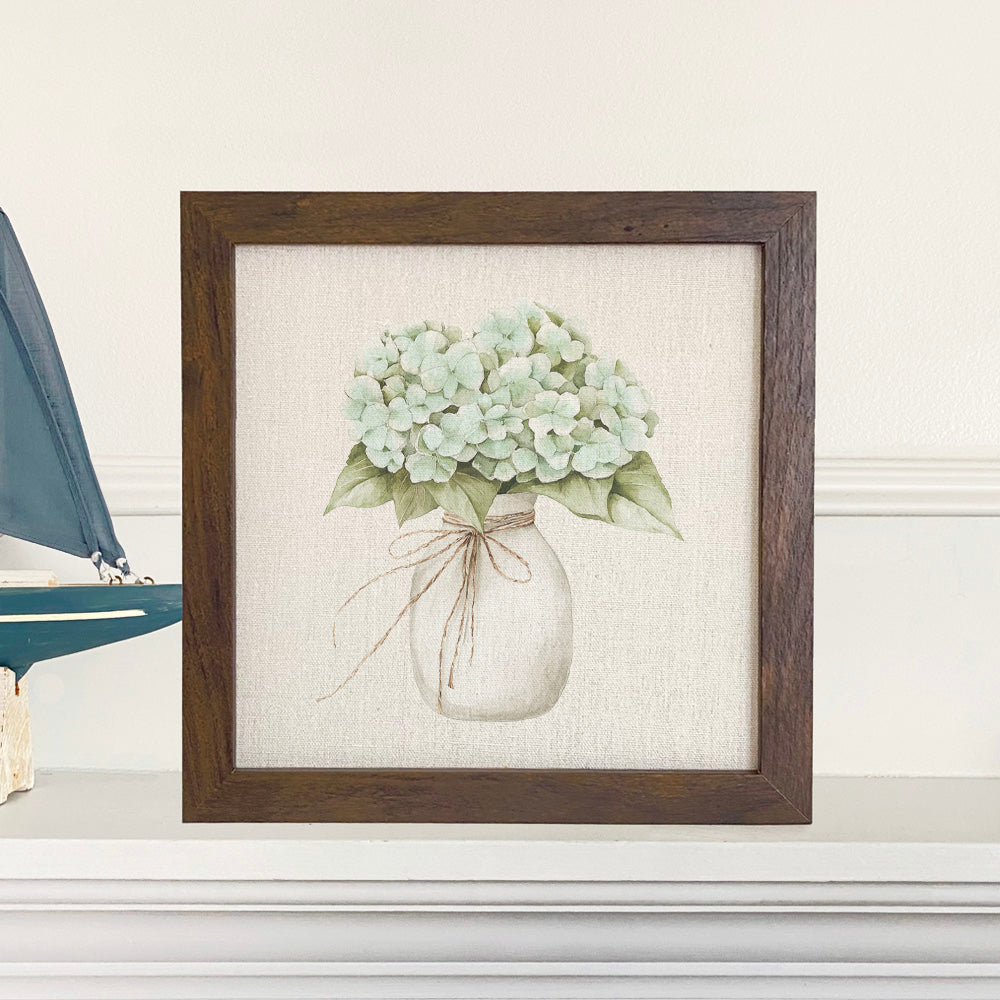 Watercolor Hydrangea Vase - Customizable Framed Sign
