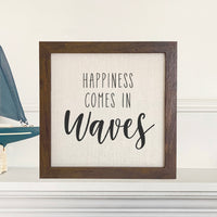 Happiness Comes in Waves - Framed Sign