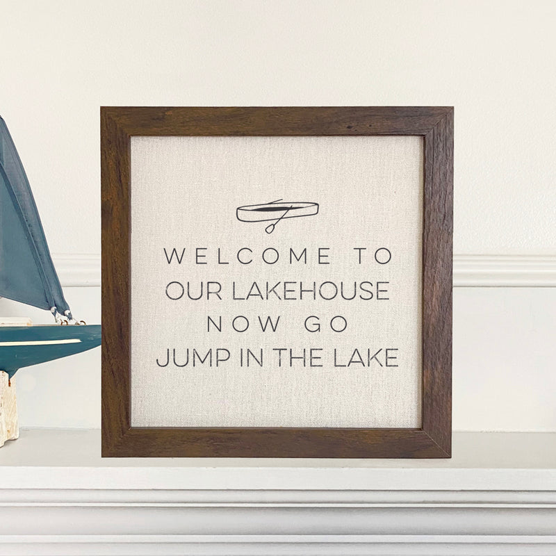 Welcome Lakehouse (Canoe) - Framed Sign