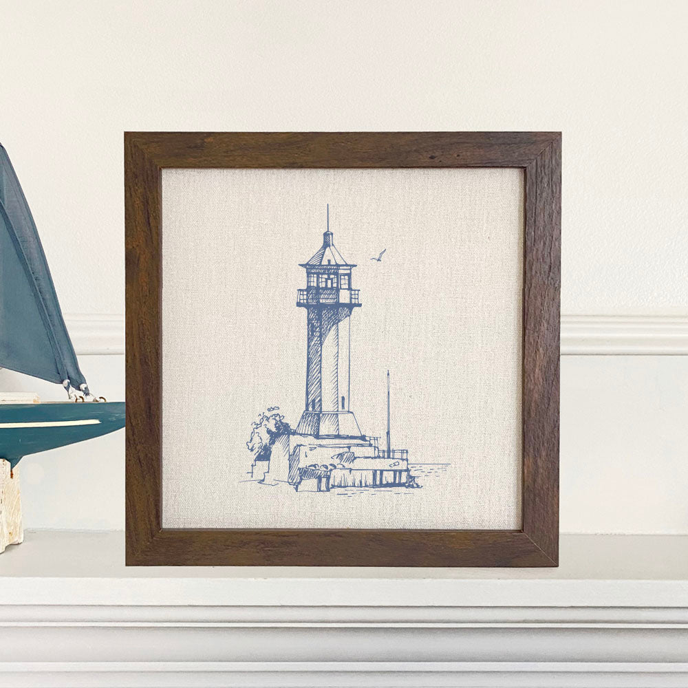 Sketched Lighthouse (Angular) - Framed Sign