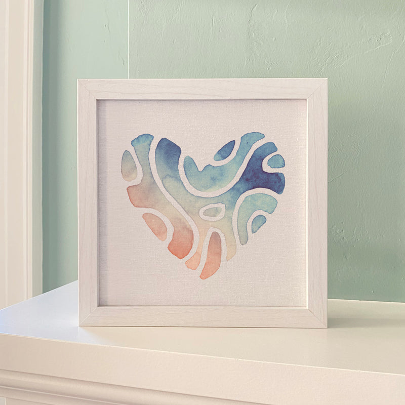 Abstract Beach Heart - Valentine's Day Framed Sign