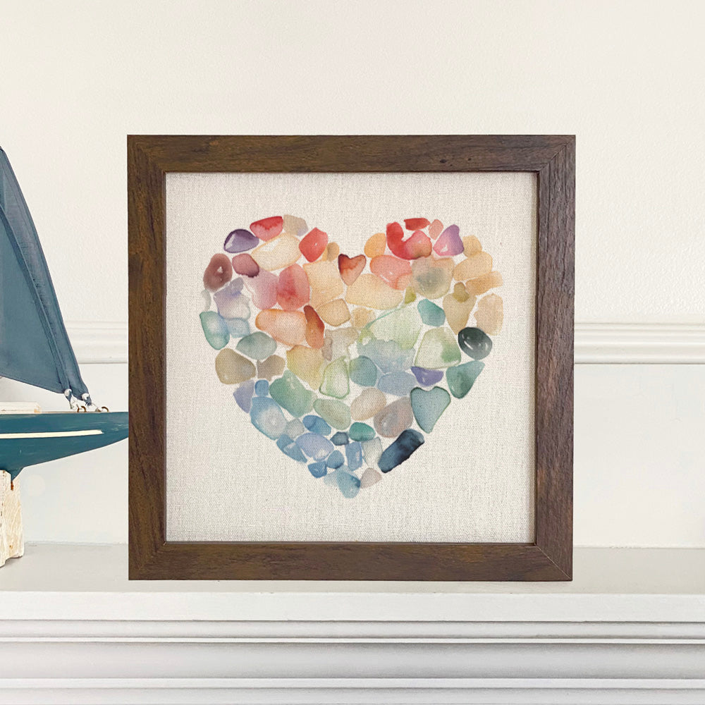 Sea Glass Heart - Valentine's Day Framed Sign