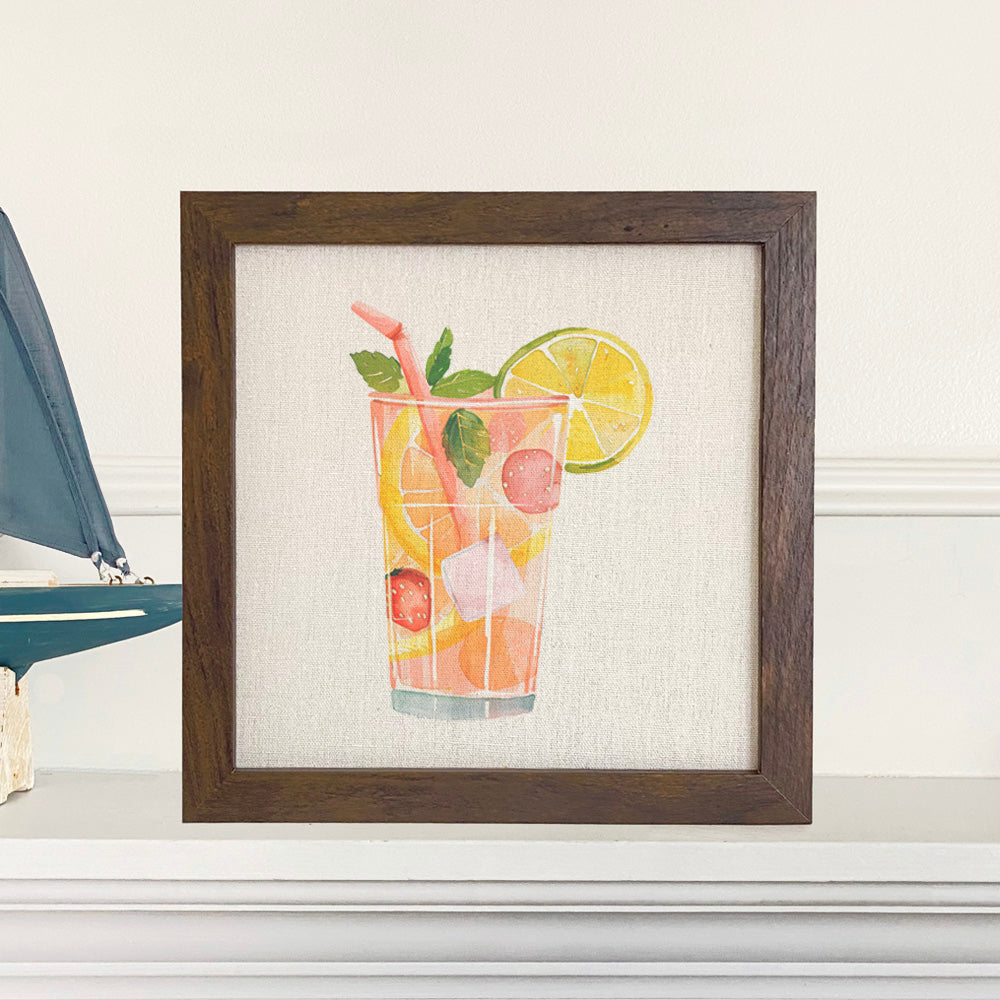 Strawberry Lemonade Watercolor - Framed Sign