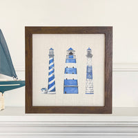 Blue Lighthouses - Framed Sign