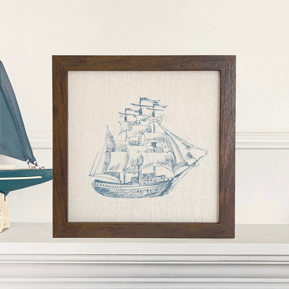 Hand Drawn Ship - Framed Sign