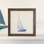 Watercolor Sailboat (Blue) - Framed Sign