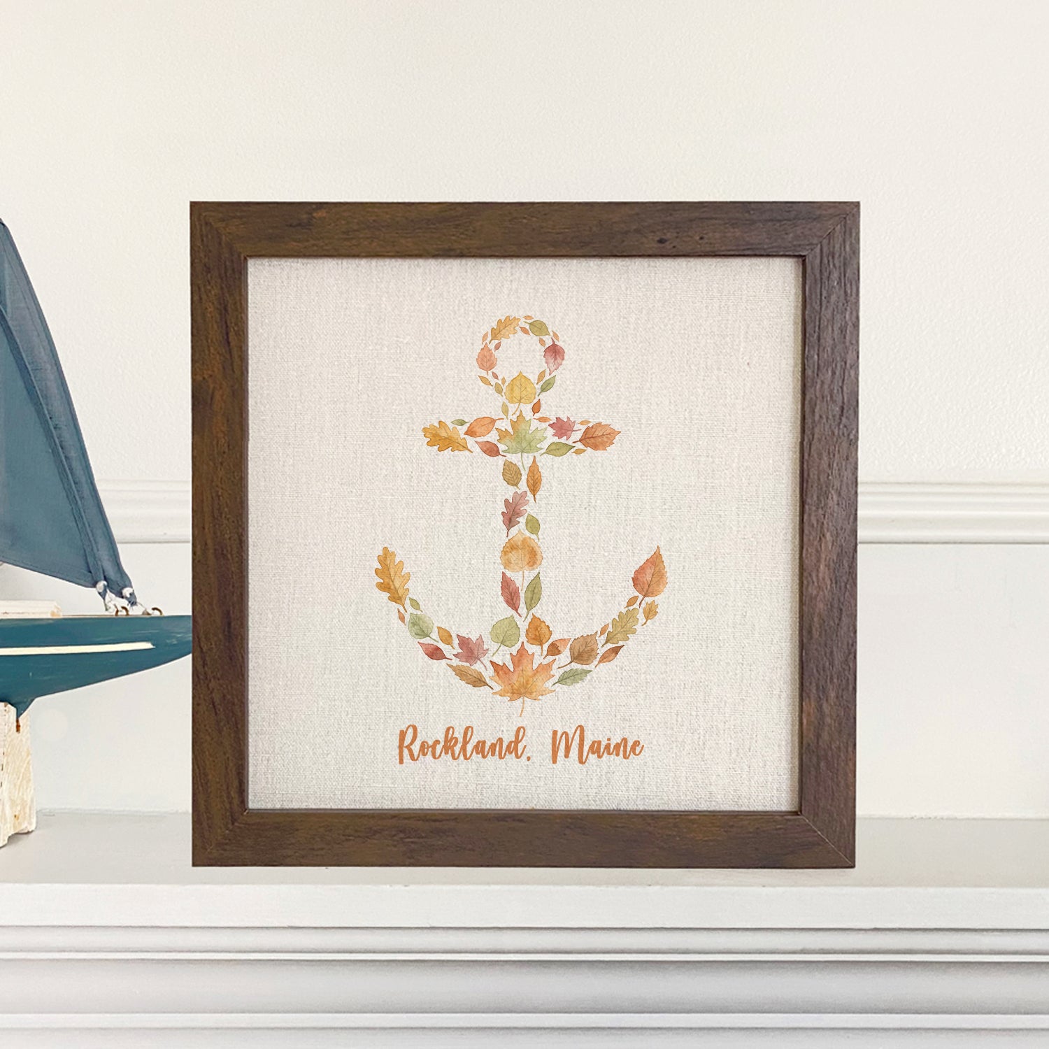 Autumn Leaves Anchor - Custom Framed Sign
