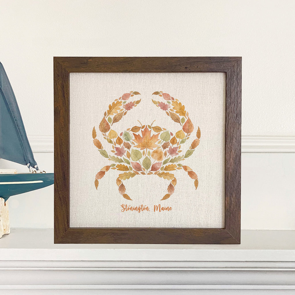 Autumn Leaves Crab - Custom Framed Sign