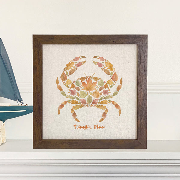 Autumn Leaves Crab - Custom Framed Sign