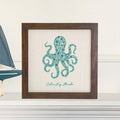 Watercolor Floral Teal Octopus - Custom Framed Sign