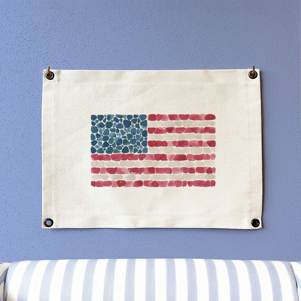 Sea Glass American Flag - Canvas Wall Hanging
