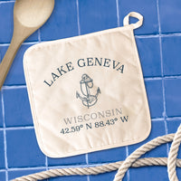 Anchor with Latitude and Longitude - Cotton Pot Holder