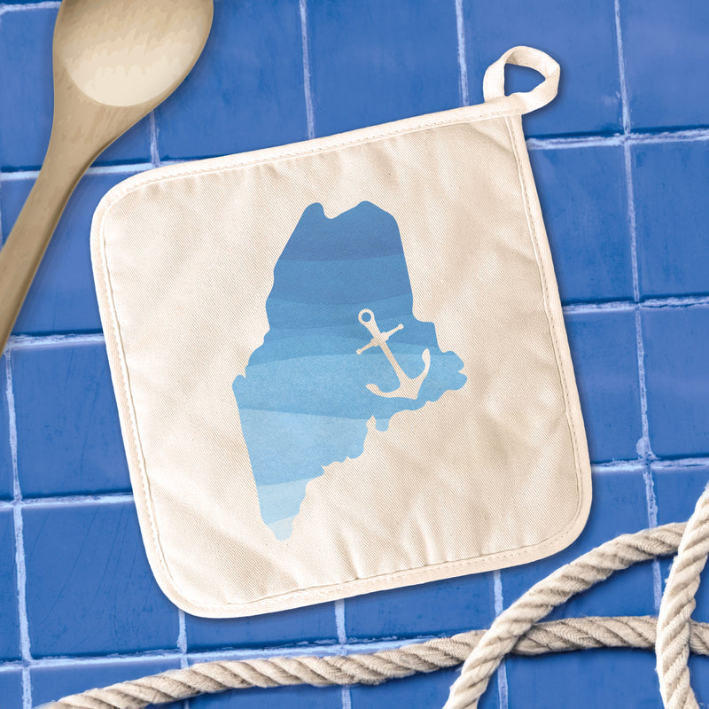 Watercolor State w/ Anchor - Cotton Pot Holder