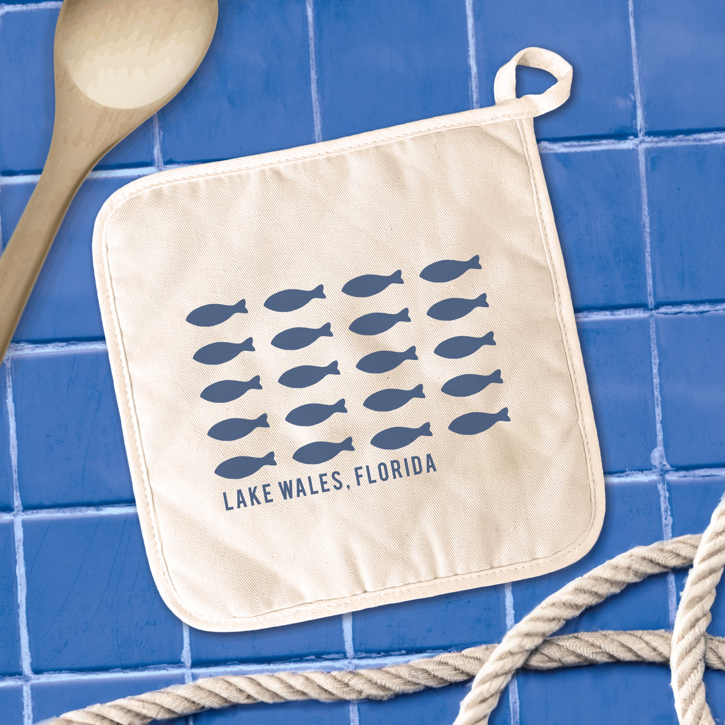 Hand Drawn Fish City State - Custom Cotton Pot Holder