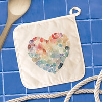 Sea Glass Heart - Valentine's Day Cotton Pot Holder