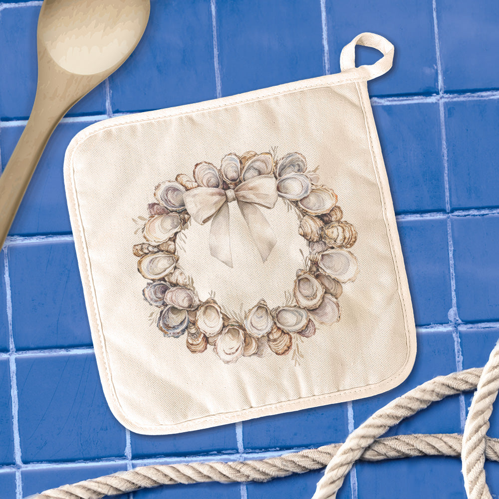 Oyster Wreath - Christmas Customizable Cotton Pot Holder