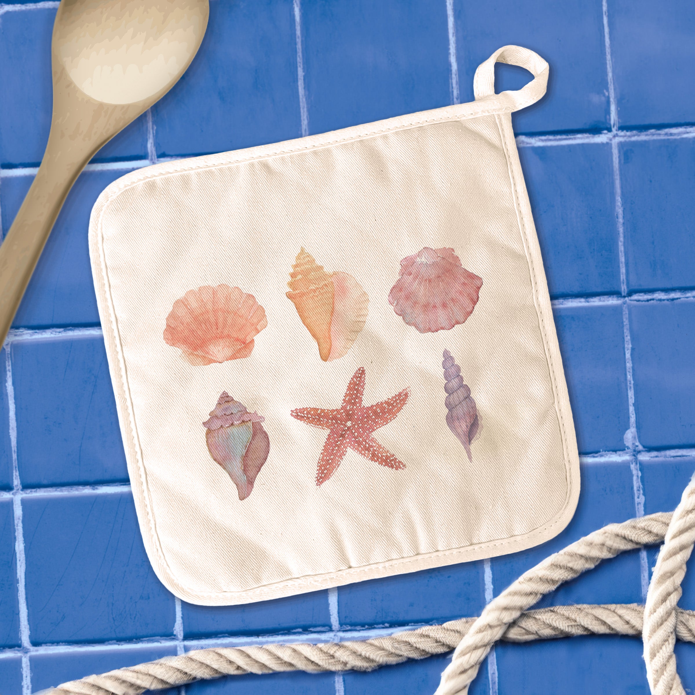 Watercolor Shells - Cotton Pot Holder